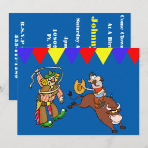 Convite Personalização do Palhaço Bull Rider Rodeo do P