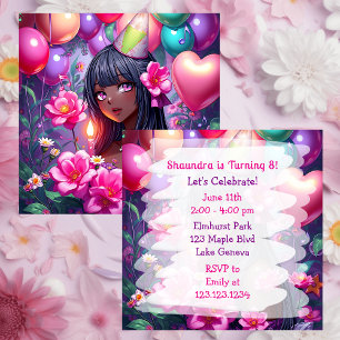 Convite Personalizada a Menina de Cores do Aniversário do