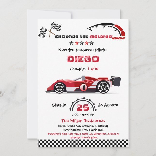 Convite Personalizada De Aniversário Automóveis (Frente)