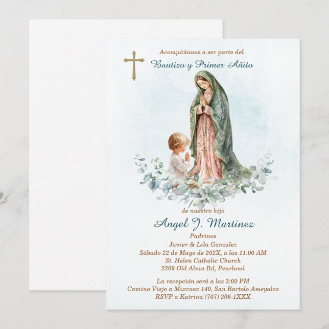 Convite Personalizada Para Batizado De Menino (Frente/Verso)