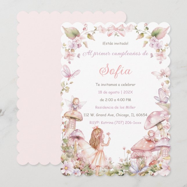 Convite Personalizadas De Aniversário De Fadas (Frente/Verso)