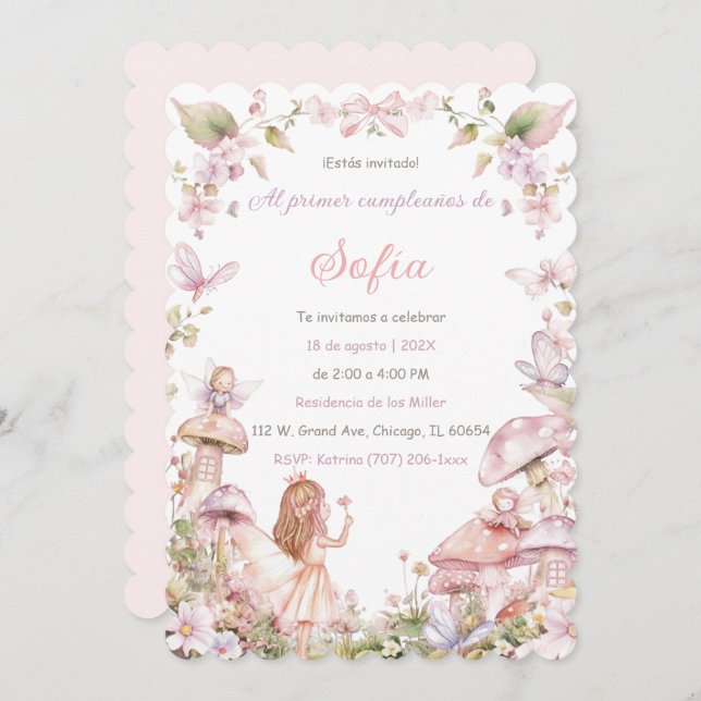 Convite Personalizadas De Cumpleaños De Hadas (Frente/Verso)