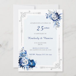 Convite Personalizadas prata 25 anos estilo vintage