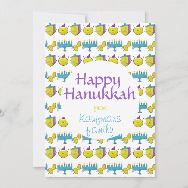Convite Personalizado adicione seu nome Hanukkah, um cartã (Frente)