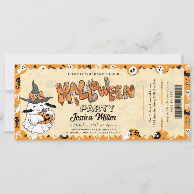 Convite Personalizado "Admitir Um" com Fantasmas (Frente)