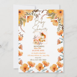 Convite PERSONALIZADO ao CHÁ de ORANGEBABY BRANCO