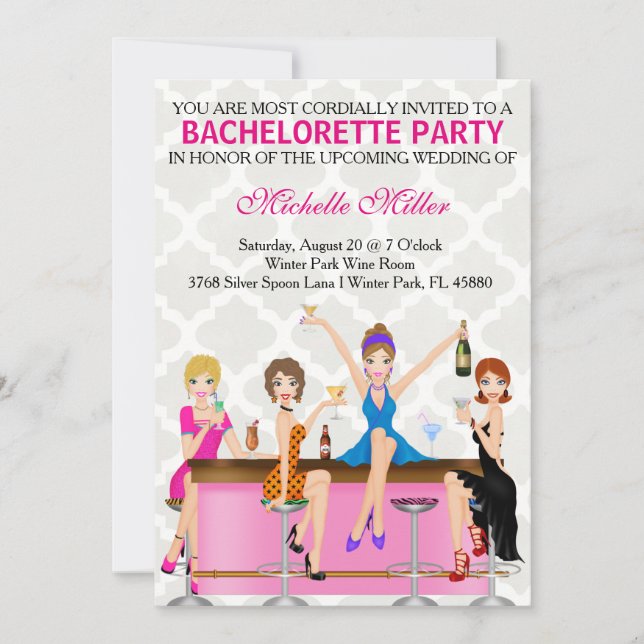 Convite Personalizado Bachelorette Chic Bash (Frente)