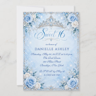 Convite Personalizado Blue Princess Sweet 16