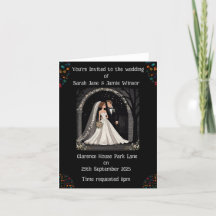 Convite Personalizado Casamento Cartoon em Preto