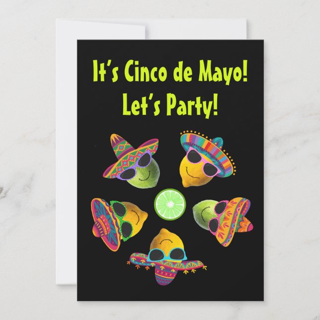 Convite Personalizado Cinco de Mayo Engraçado Limão Lima (Frente)