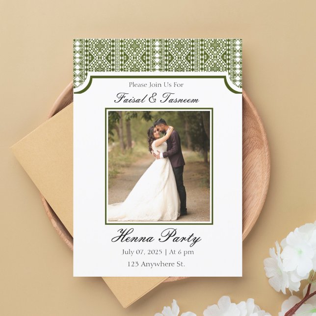Convite Personalizado com Foto de Henna Árabe Pers (Criador carregado)