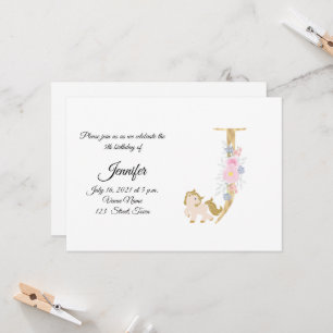 Convite personalizado com monograma de pônei femin
