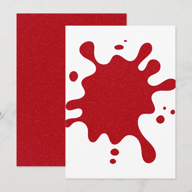 Convite Personalizado com respingos Branco e Verme (Frente/Verso)