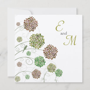 Convite personalizado da dália do casamento ouro