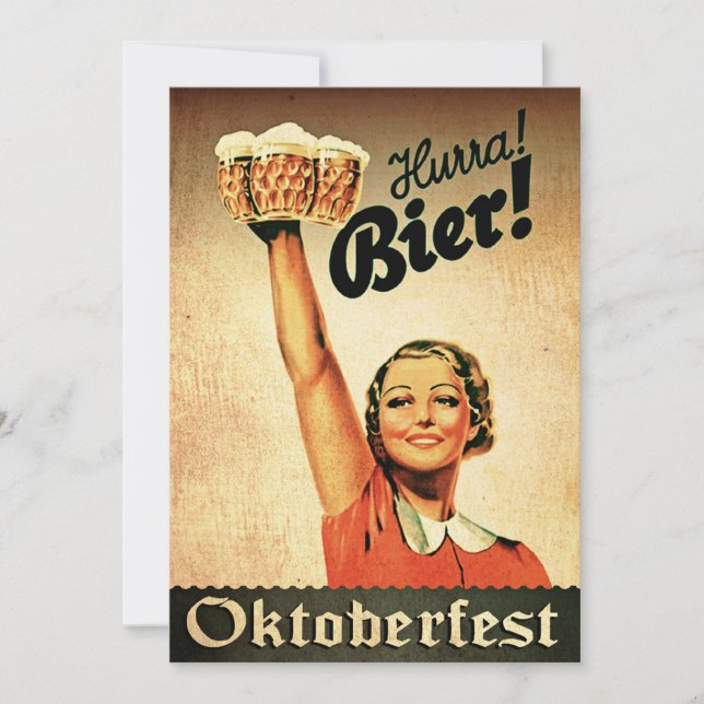 Convite Personalizado Da Vintage German Oktoberfes (Frente)