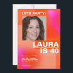 convite personalizado de 40 aniversários moderno d<br><div class="desc">O aniversário de 40 anos personalizado trendy divertido convite para cartão com fotos fluorescente laranja moderno. Convite de cartão brilhante personalizado de tendência laranja com texto, endereço, nome, fotografia, dia. Convide amigos da família para uma festa de aniversário de 40 anos. Cartão simples de convite colorido e moderno, com cores...</div>