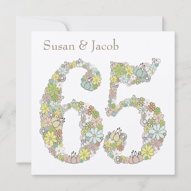 Convite Personalizado de 65 Anos de Casamento (Frente)