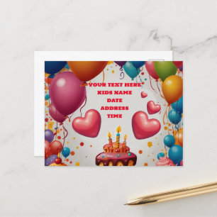 Convite Personalizado de Aniversário Cartão Postal