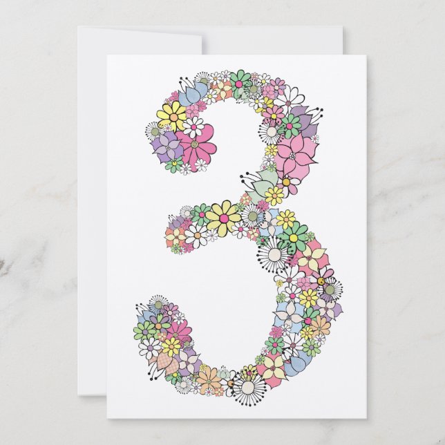 Convite Personalizado De aniversário de 3 anos De  (Frente)