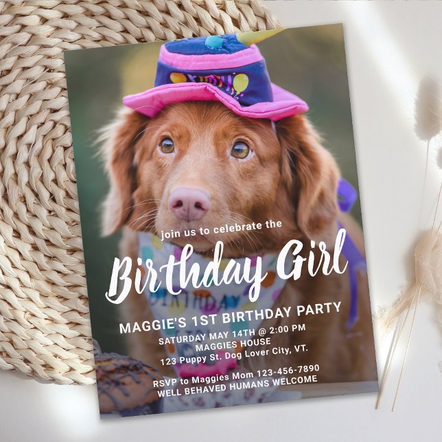 Convite Personalizado de Aniversário de Cachorro c (Criador carregado)