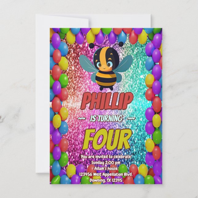 Convite personalizado de aniversário de caracteres (Frente)