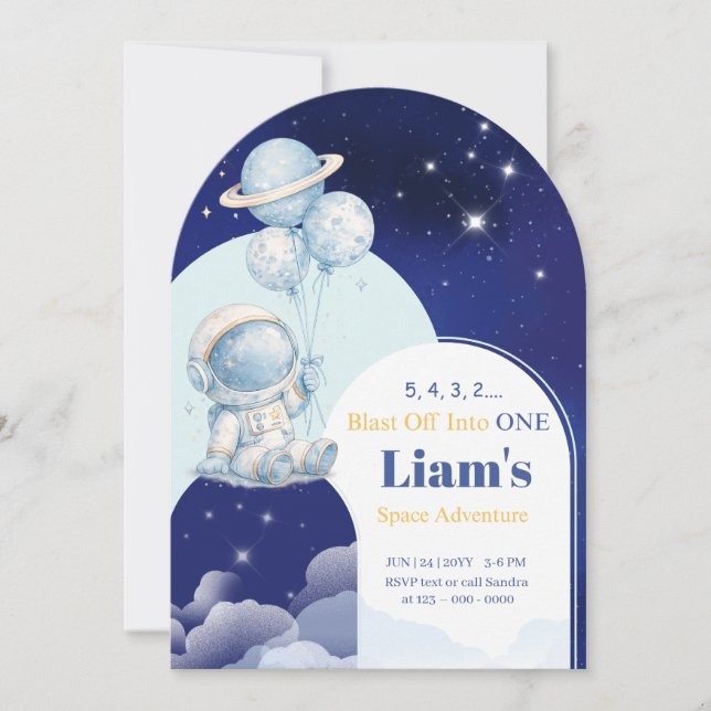 Convite Personalizado de Aniversário de Um Ano no  (Frente)