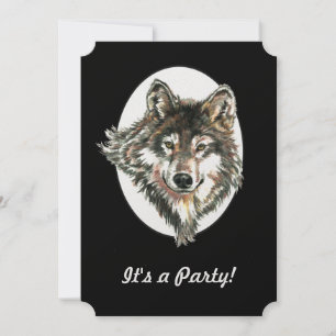 Convite Personalizado De Aniversário Do Lobo Head 