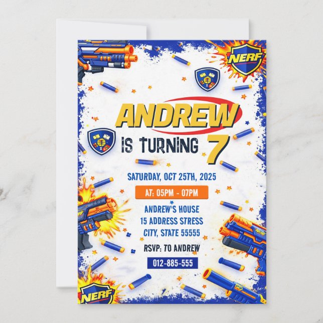 Convite Personalizado de Aniversário para Guerra d (Frente)