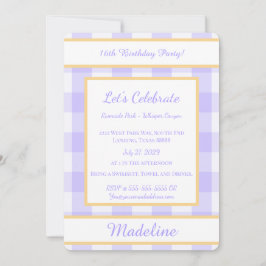 Convite Personalizado de Aniversário Xadrez Roxo