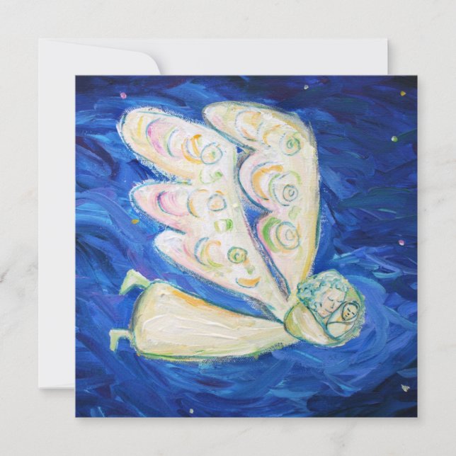 Convite Personalizado De Arte Do Anjo Do Baby Guar (Frente)