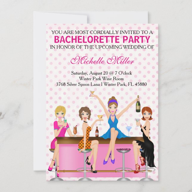 Convite Personalizado de Bachelorette Bash de Chic (Frente)