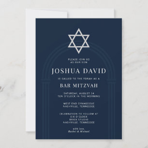 Convite Personalizado de Bar Mitzvah Azul-Marinho