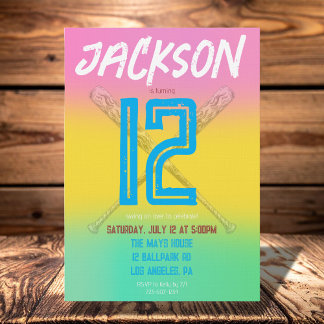 Convite Personalizado de Beisebol Neon Colorido pa