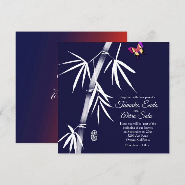 Convite Personalizado De Casamento Bamboo (Frente/Verso)