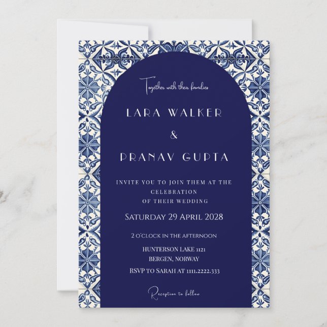 Convite Personalizado De Casamento De Azulejos De  (Frente)