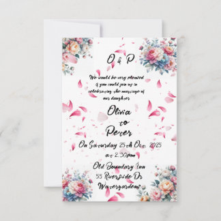 Convite Personalizado De Casamento De Rosa De Aqua