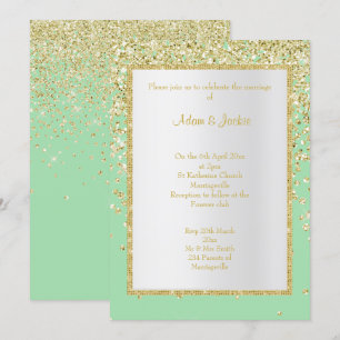 CONVITE PERSONALIZADO DE CASAMENTO DOURADO VERDE