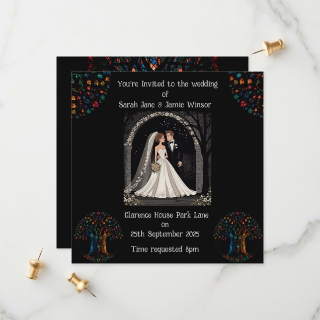 Convite Personalizado de Casamento Imagem de Desen (Frente/Verso In Situ)