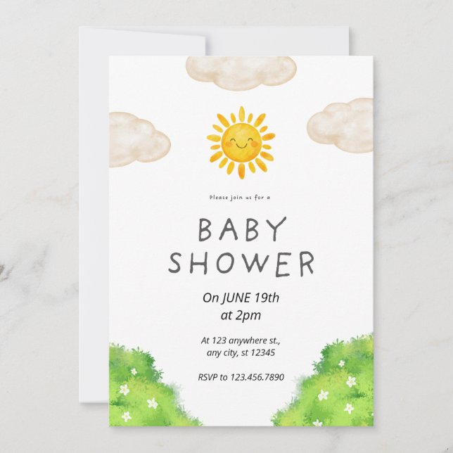 Convite Personalizado de Chá de Bebê para Jardim E (Frente)