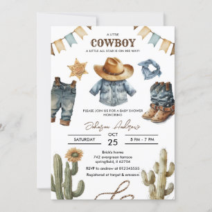 Convite Personalizado De Chá de fraldas De Cowboy