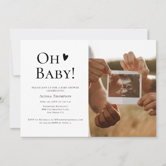 Convite personalizado de Chuvinha de Bebê Oh Baby  (Frente)