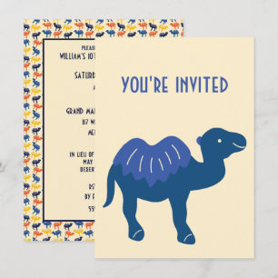 Convite Personalizado de desenho animado Camel Blue Bactri