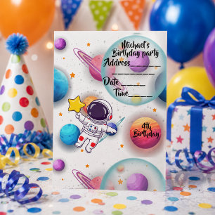 Convite Personalizado de Festa de Astronauta e Pla