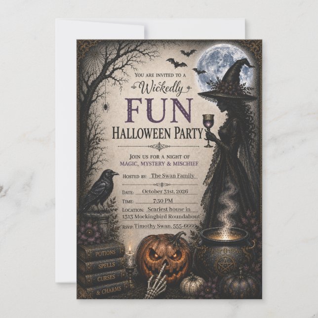 Convite Personalizado de Festa de Halloween Divert (Frente)