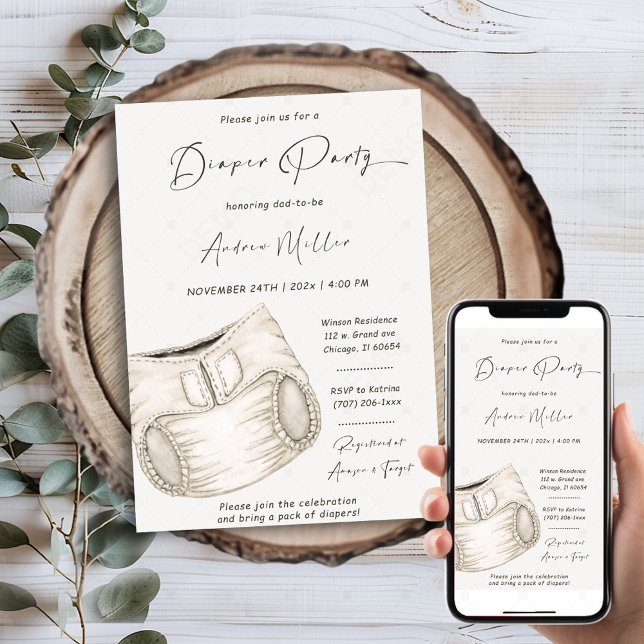 Convite Personalizado de fralda para pai a ser (Criador carregado)