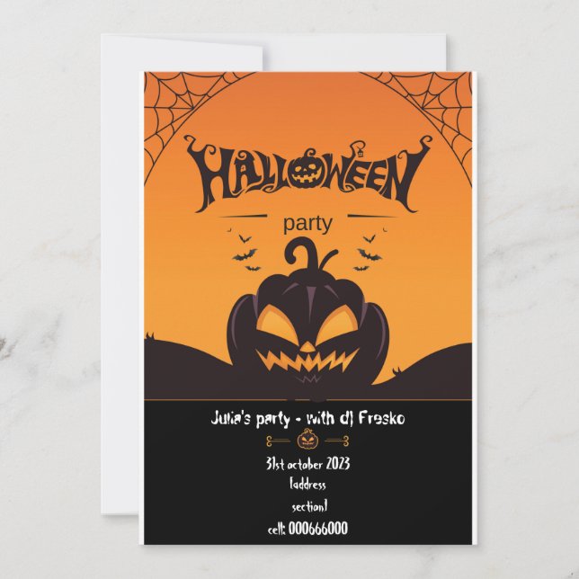 Convite personalizado de halloween para festa de h (Frente)