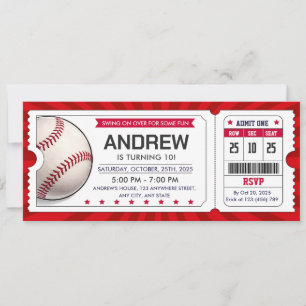 Convite Personalizado de Ingresso de Beisebol