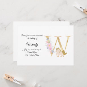 Convite personalizado de monograma feminino