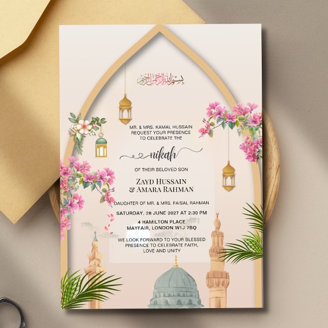 Convite Personalizado de Nikah da Masjid An-Nabawi (Criador carregado)