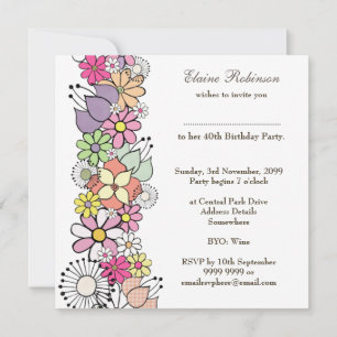 Convite Personalizado de Número Floral de aniversá